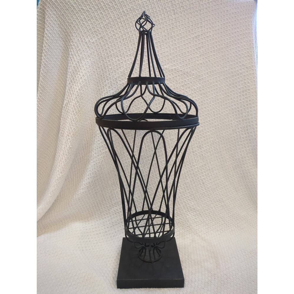 Wrought Iron Garden Urn Topiary Planter Trellis Indoor Lidded Tall